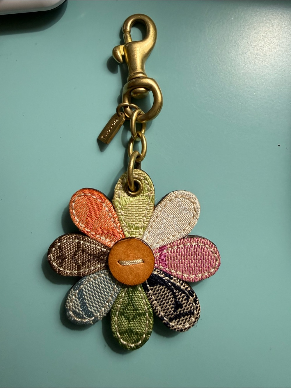 Vintage Coach Multicolor Daisy Keychain Charm
